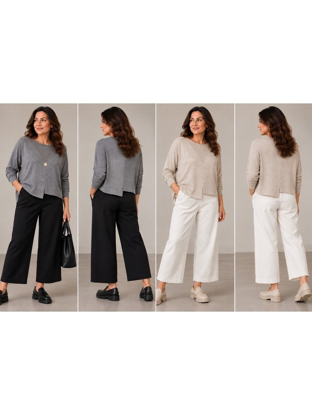 MarlaWynne Fine Knit Asymmetrical Tops Gray & Oatmeal Size 2X – Set of 2